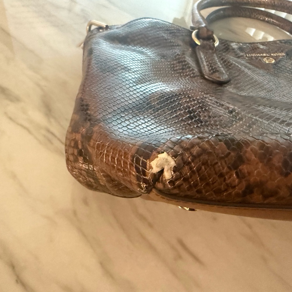 Michael Kors Elson Brown Python-Embossed Leather … - image 9